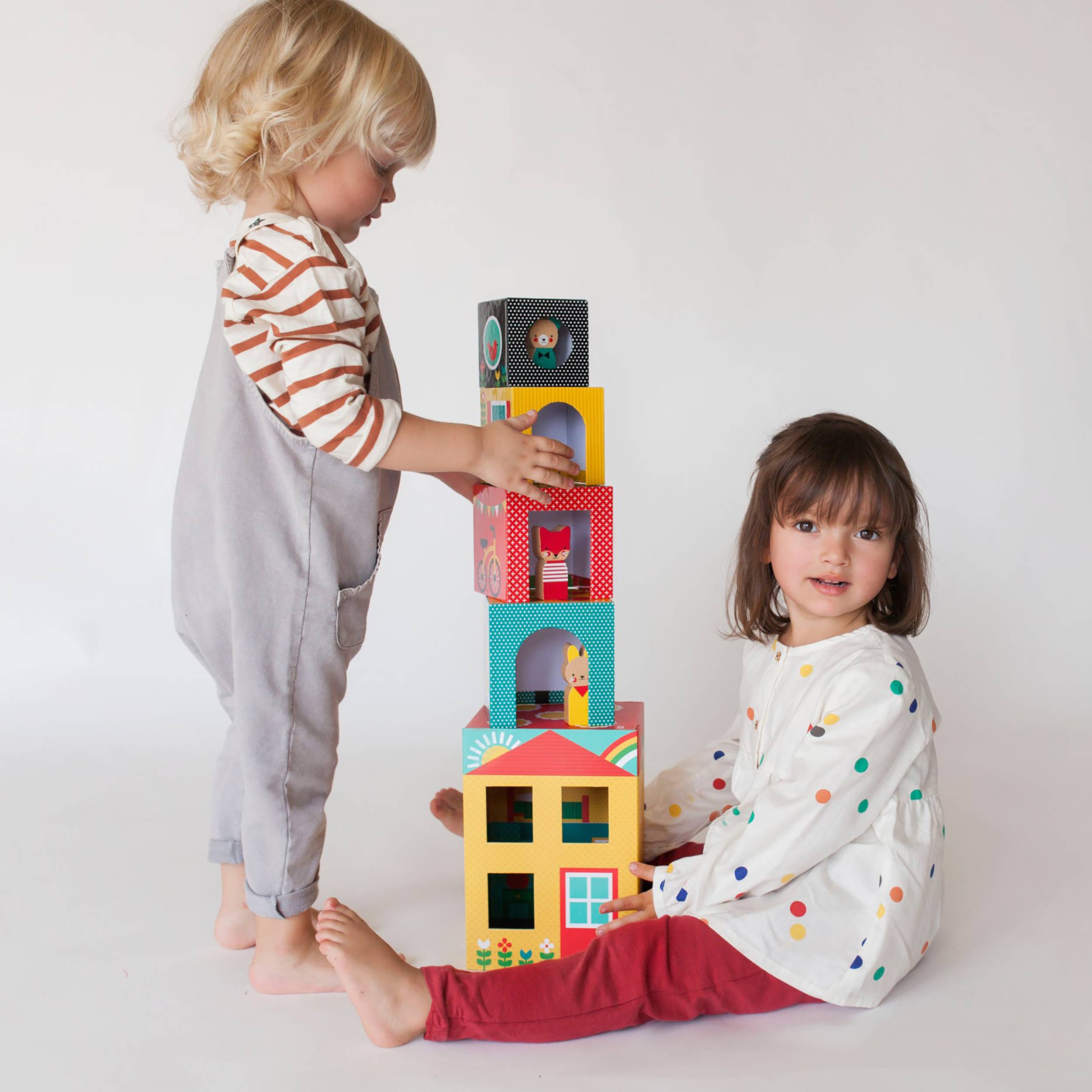 Peek-A-Boo House Stacking Blocks Play Set - Toy Polloi