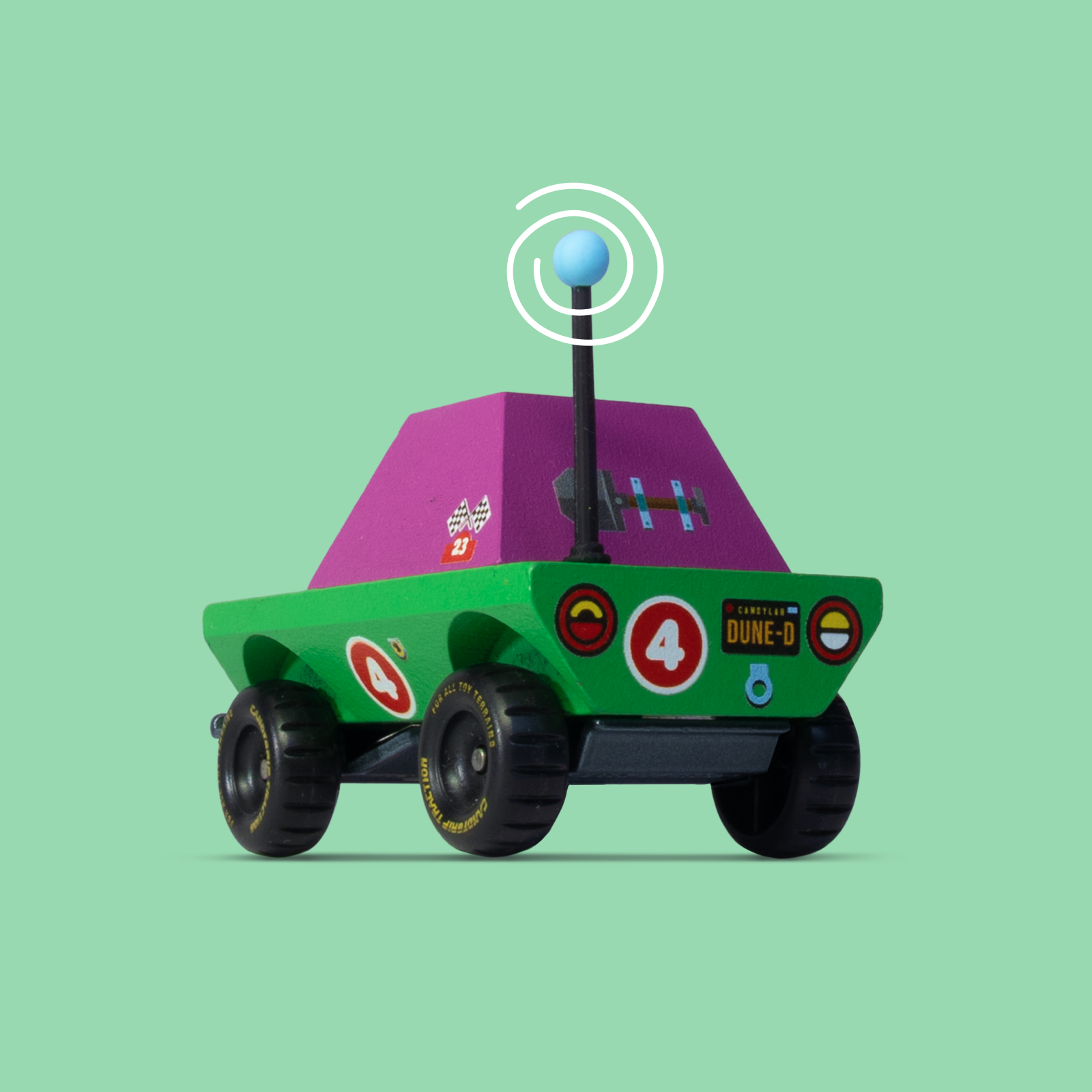 Candylab Toys DunDee TOONS™ Car model, a colorful toy car from the Cars and Trucks collection, featuring a playful design.