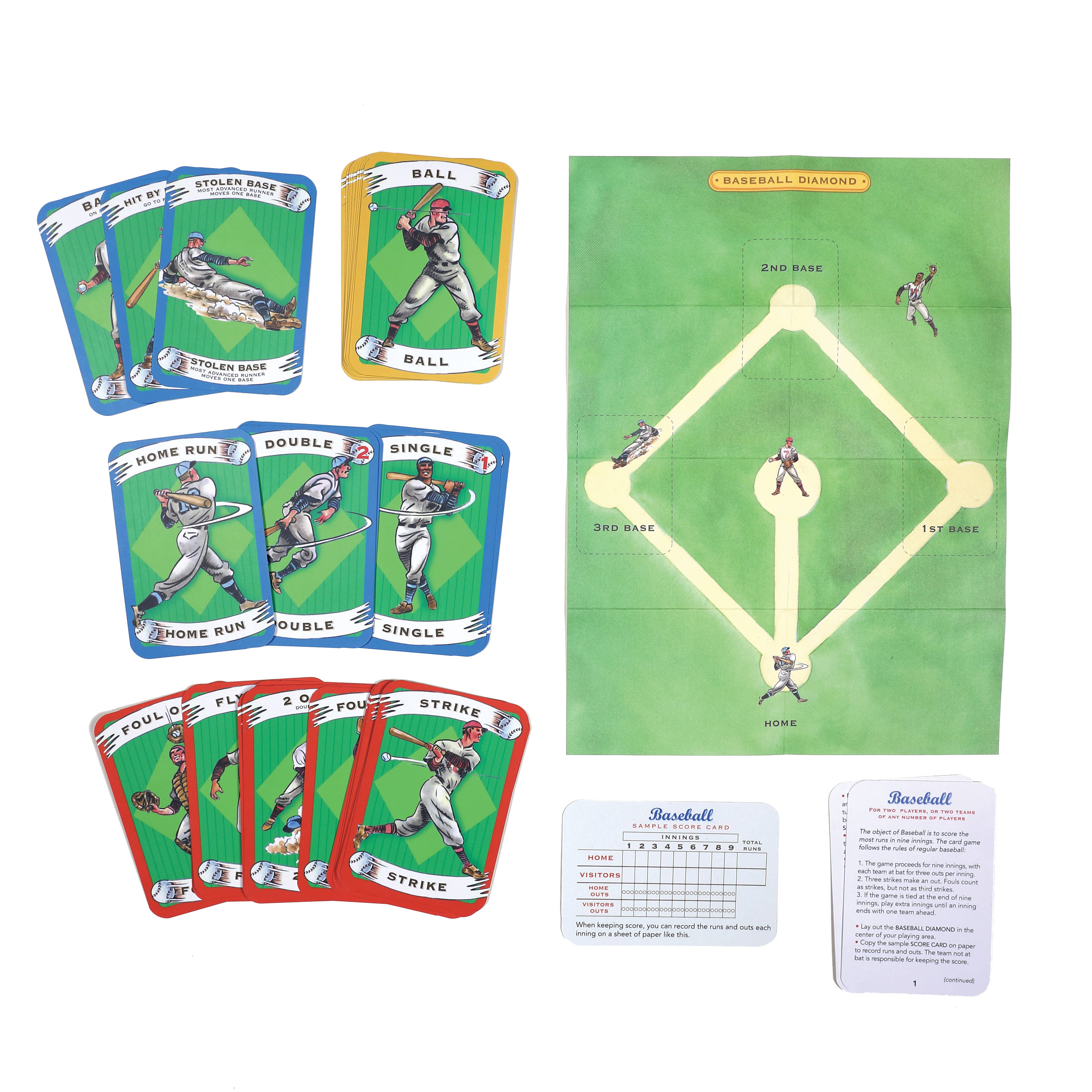 eeBoo Baseball Card Game with colorful illustrated cards for fun, family-friendly card game entertainment.