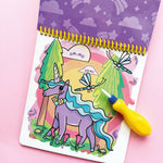Bright Stripes Magic Unicorn Coloring Pad for kids, featuring colorful unicorn illustrations for arts and crafts activities.