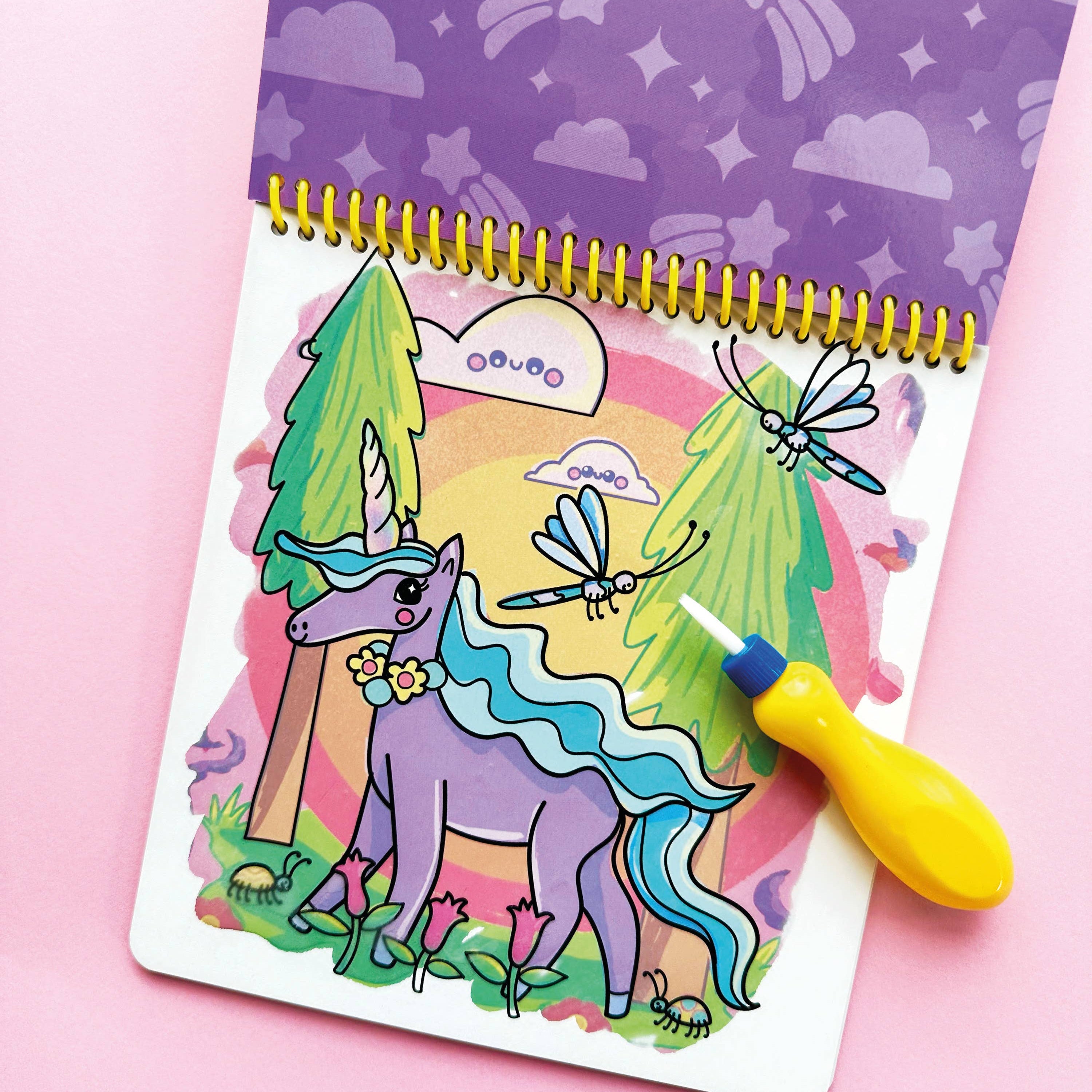 Bright Stripes Magic Unicorn Coloring Pad for kids, featuring colorful unicorn illustrations for arts and crafts activities.