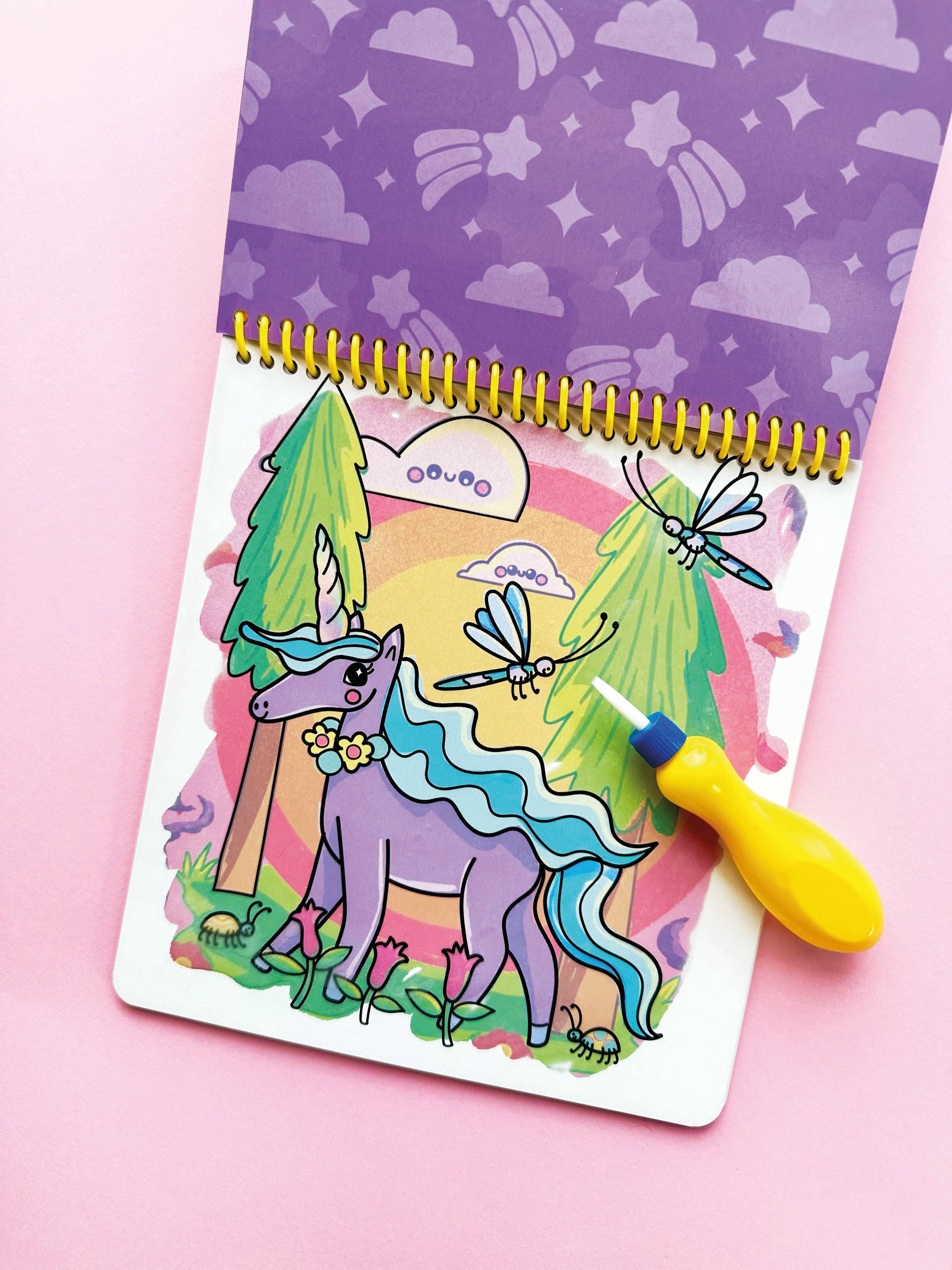 Bright Stripes Magic Unicorn Coloring Pad for kids, featuring colorful unicorn illustrations for arts and crafts activities.