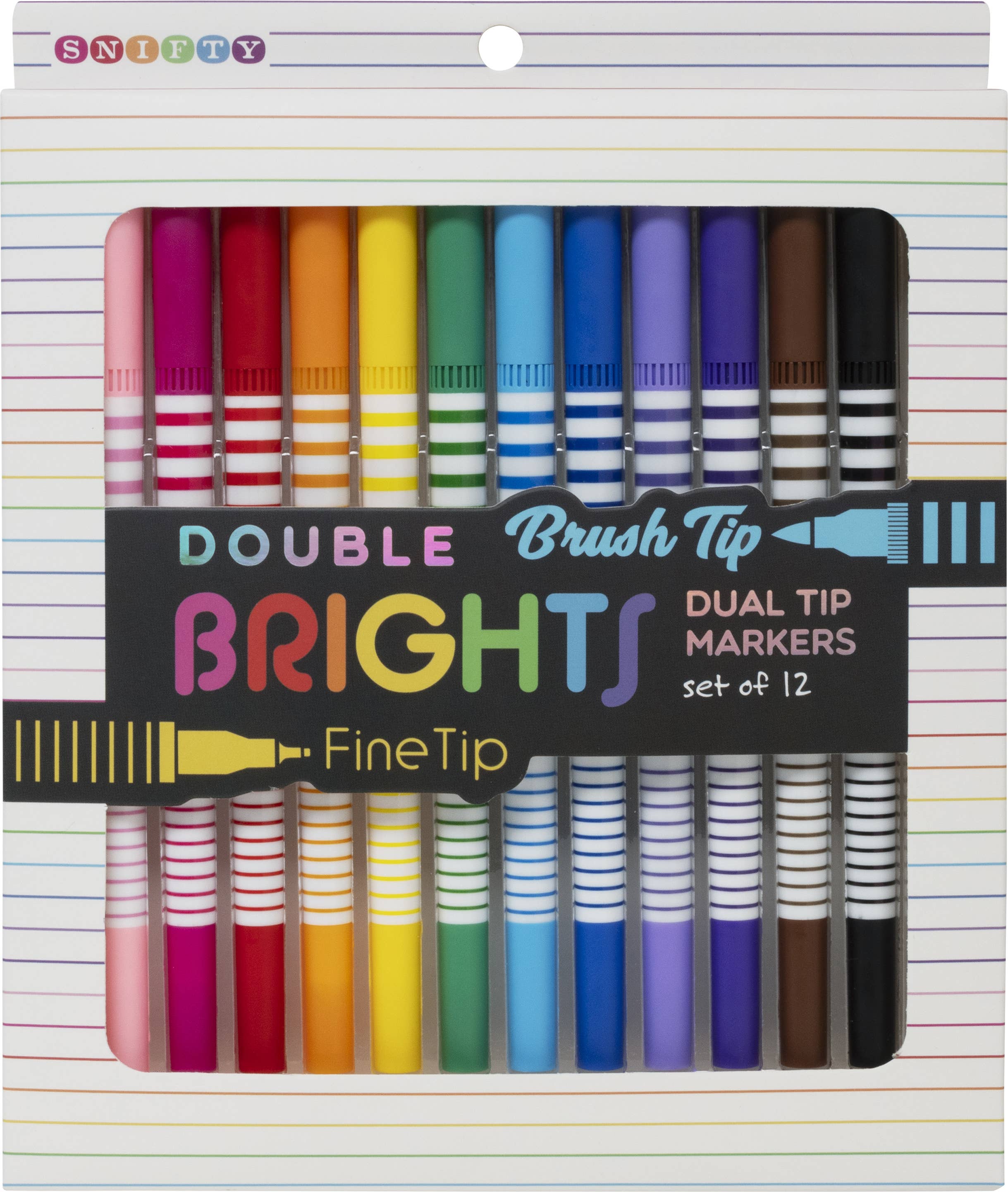 SNIFTY dual-ended brush and fine tip marker set for arts and crafts, featuring colorful markers with versatile tips.