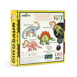 eeBoo Dinosaur Dice Game roll with colorful dinosaur-themed dice and game components for kids' fun and educational play.