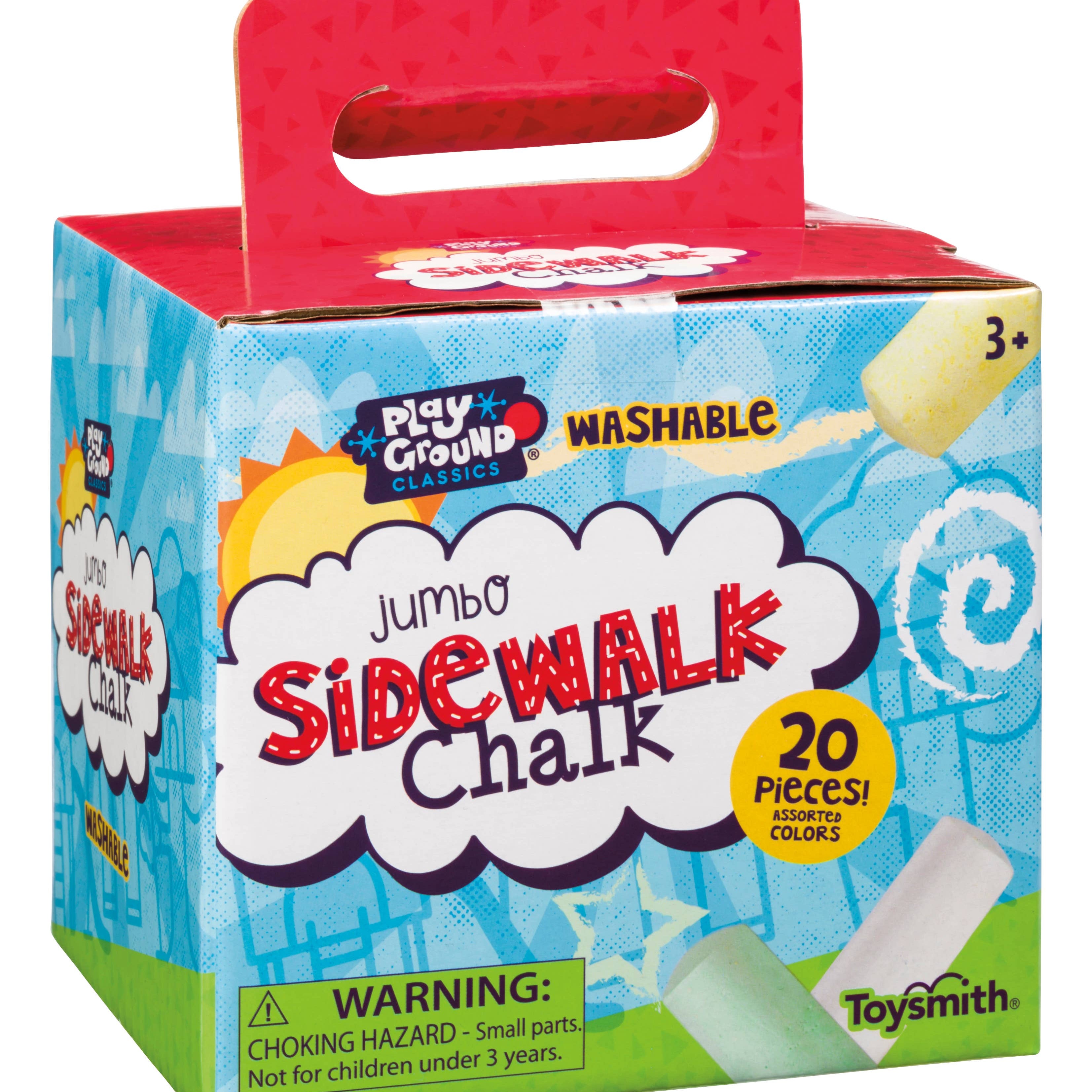 Colorful Jumbo Sidewalk Chalk sticks by Toysmith arranged outdoors on a paved surface for drawing and outdoor creative play.