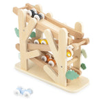 Janod Ants Wooden Racer Ramp featuring colorful wooden cars and trucks for children’s play and racing fun.