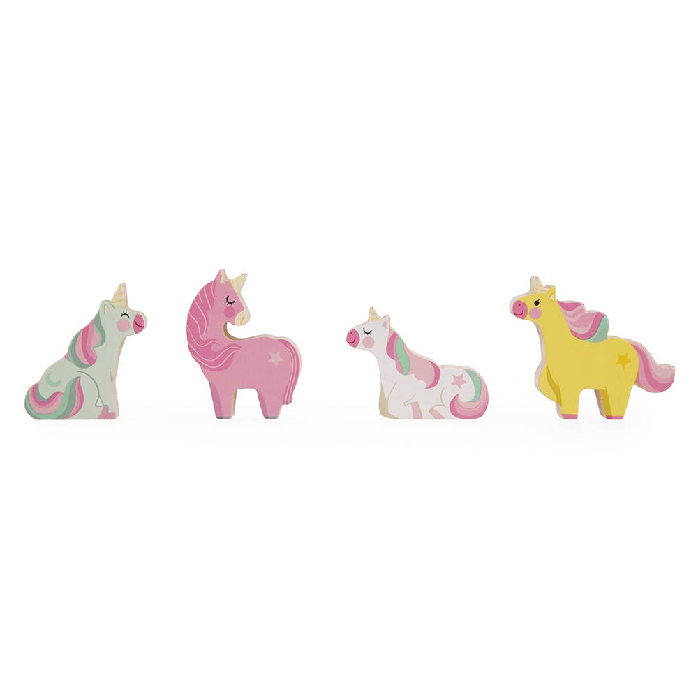 Janod Unicorn Rainbow House pretend play toy with colorful rainbow design and whimsical unicorn details for imaginative children