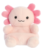 Pink Axolotl Palm Pal plush toy from Palm Pals featuring soft fabric and cute axolotl design.