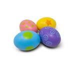 Wooden egg shakers toy by Jack Rabbit Creations, showing colorful, smooth wooden eggs perfect for children's musical play.
