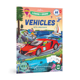 Learn to Draw Vehicles arts and crafts book by eeBoo featuring illustrations, step-by-step guides, and vehicle stickers.
