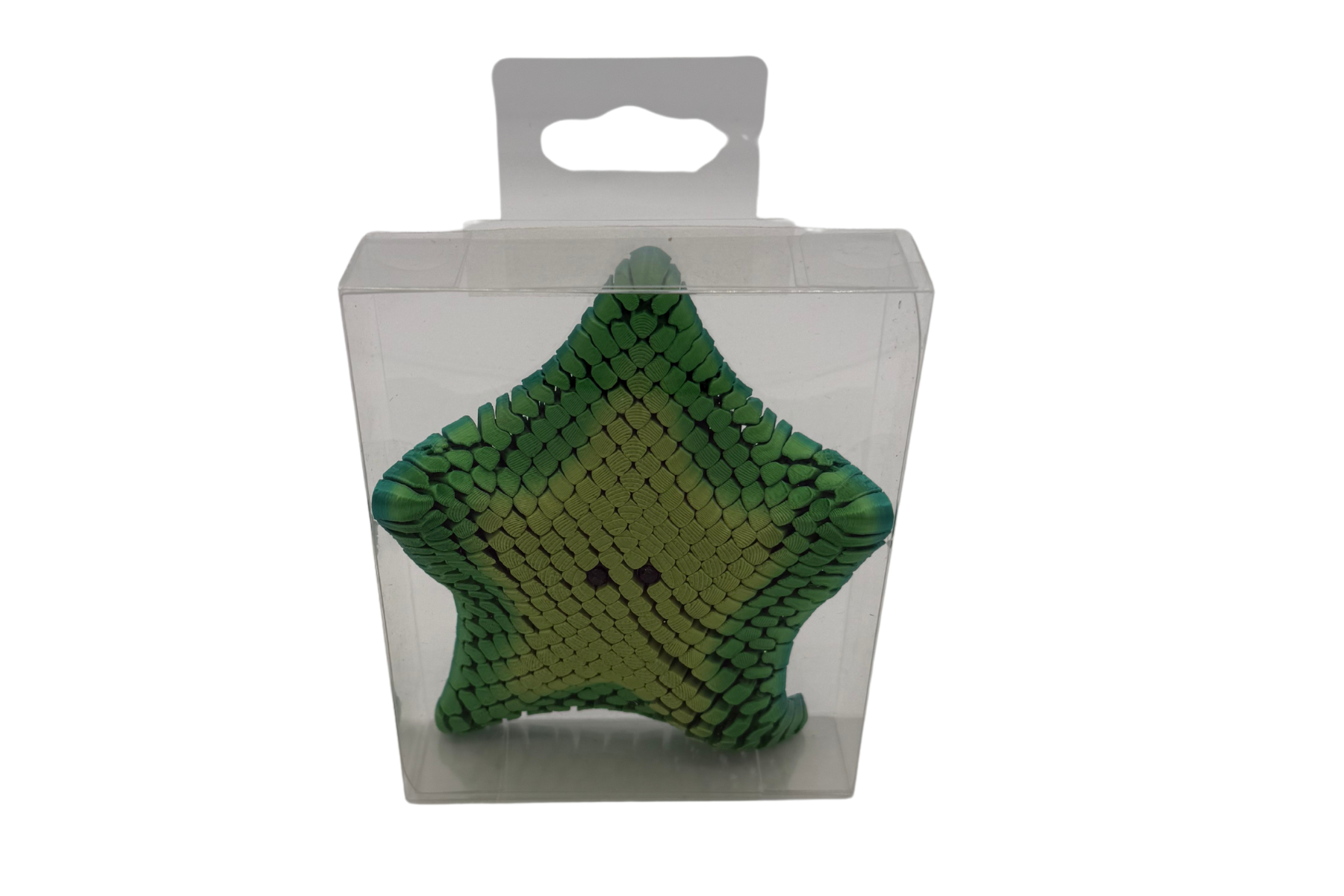 Colorful articulated starfish fidget toy by pyegames, showing flexible, multi-armed design for stress relief and sensory play.