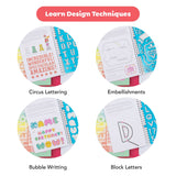 Colorful cover of The Lovely Book of Lettering arts and crafts book by Tiger Tribe, featuring creative lettering designs and illustrations.