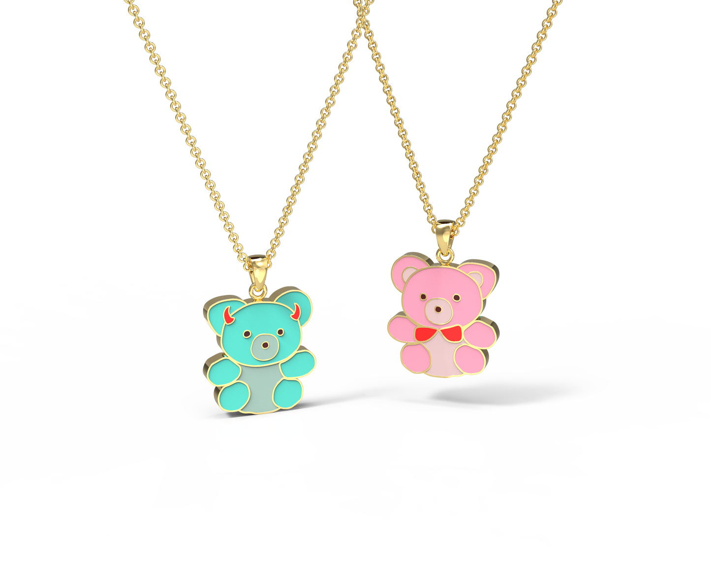 Teddy Bears Double-Sided Pendant Necklace