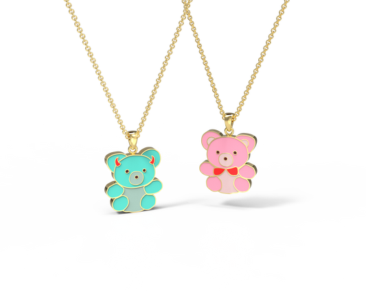 Teddy Bears Double-Sided Pendant Necklace