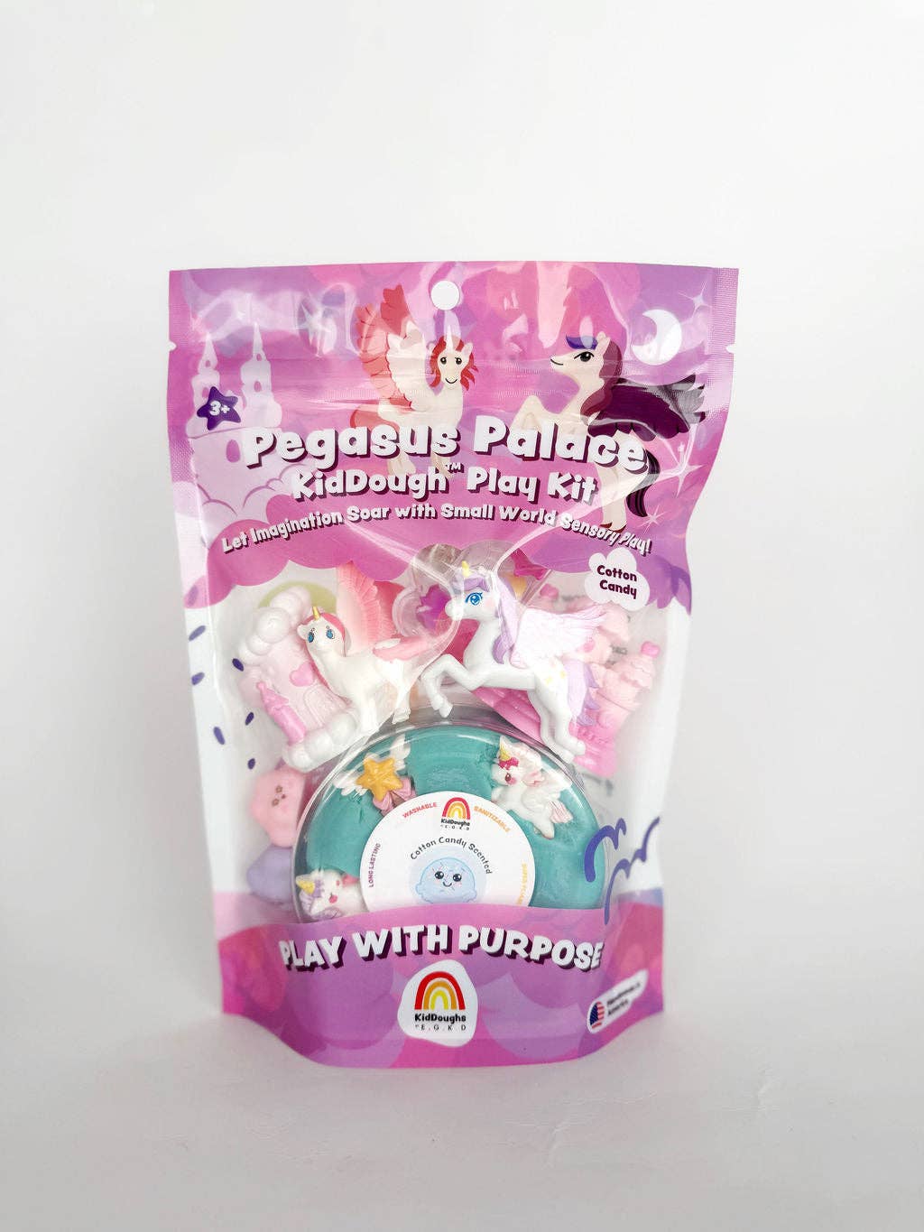 Earth Grown KidDoughs Pegasus Palace KidDough arts and crafts play kit with colorful dough and fantasy-themed accessories for kids.