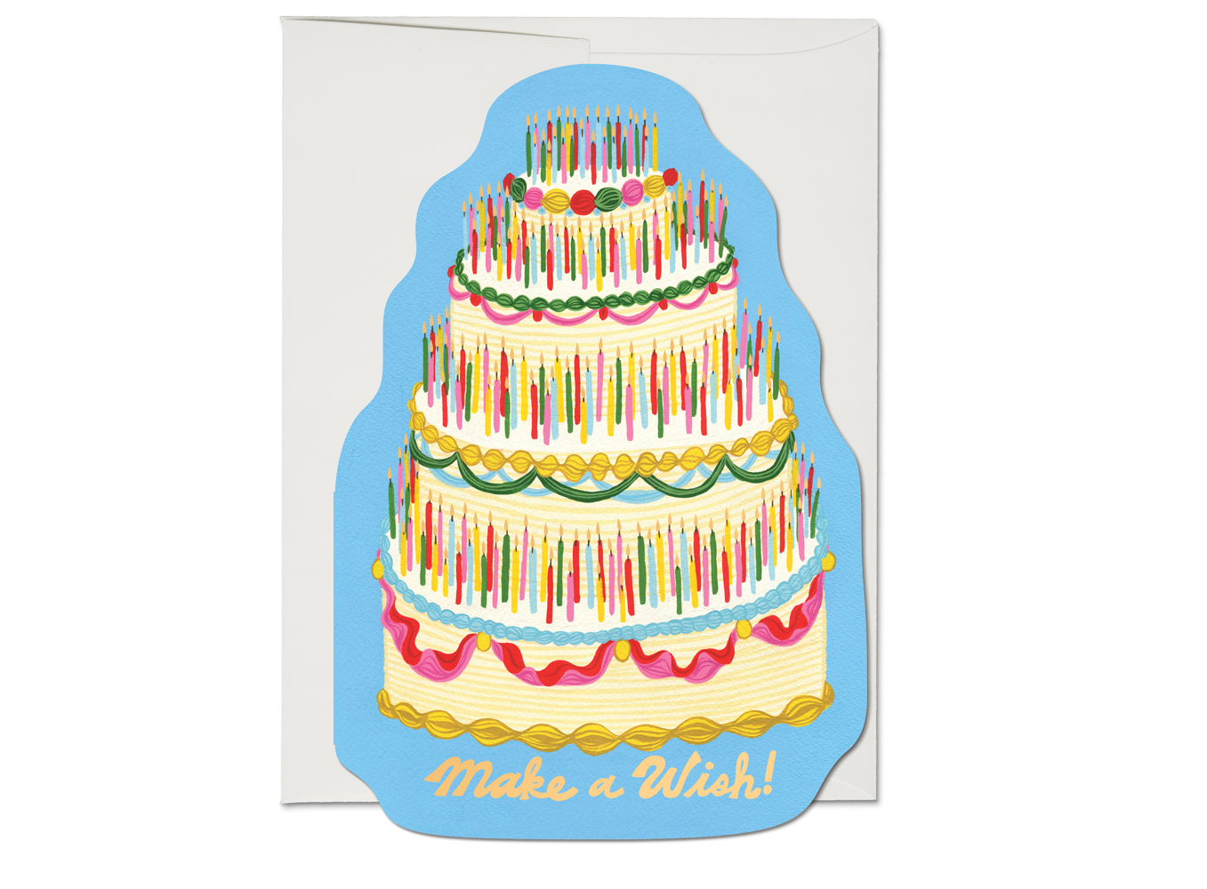Red Cap Cards Make a Wish birthday card featuring colorful, festive design on high-quality stationery for special occasions.