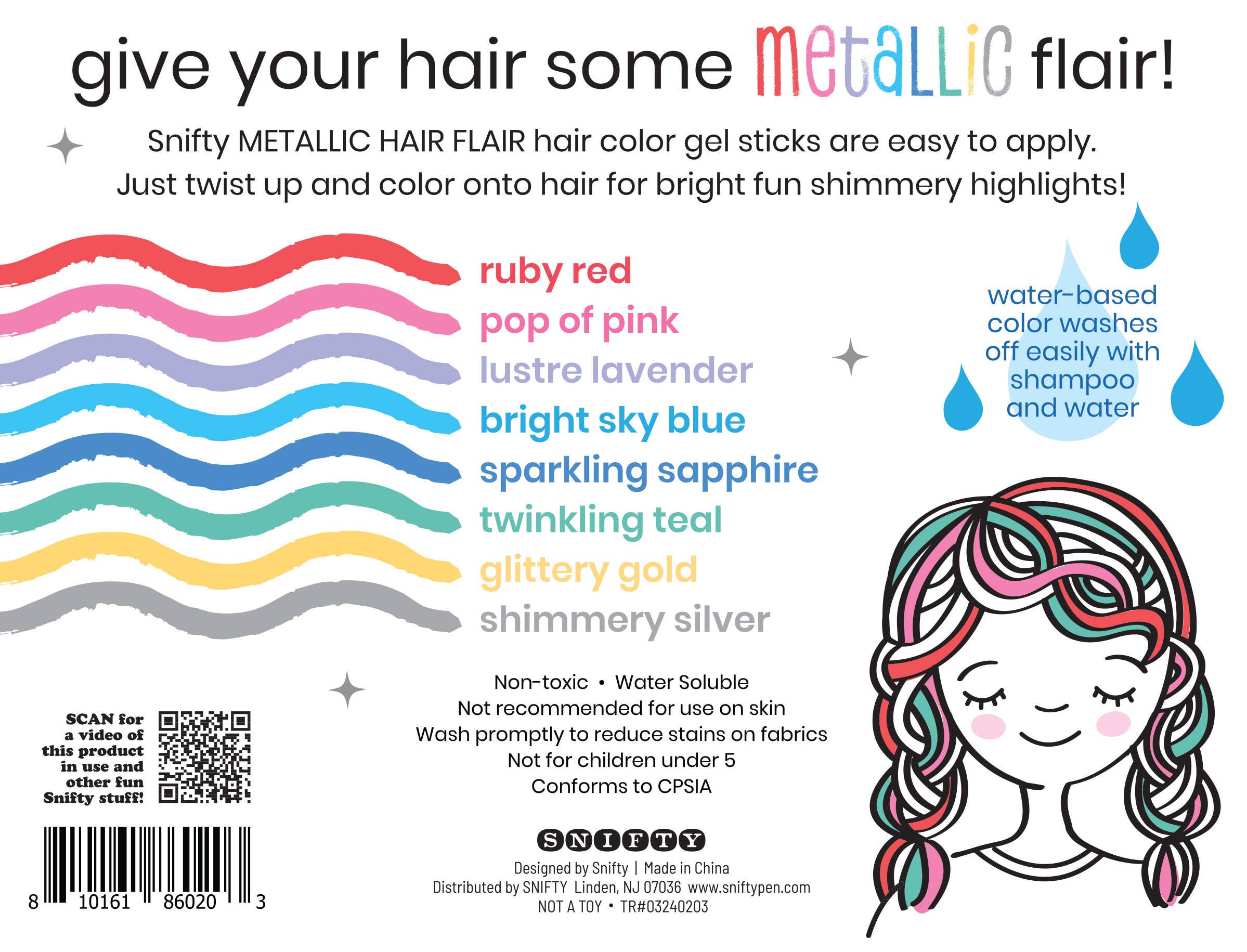 Shimmery Metallic Hair Color Gel Sticks - Toy Polloi