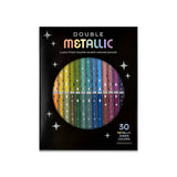 Two-tone metallic colored pencils set by SNIFTY for arts and crafts, showing vibrant, shiny pencil tips in a close-up image.
