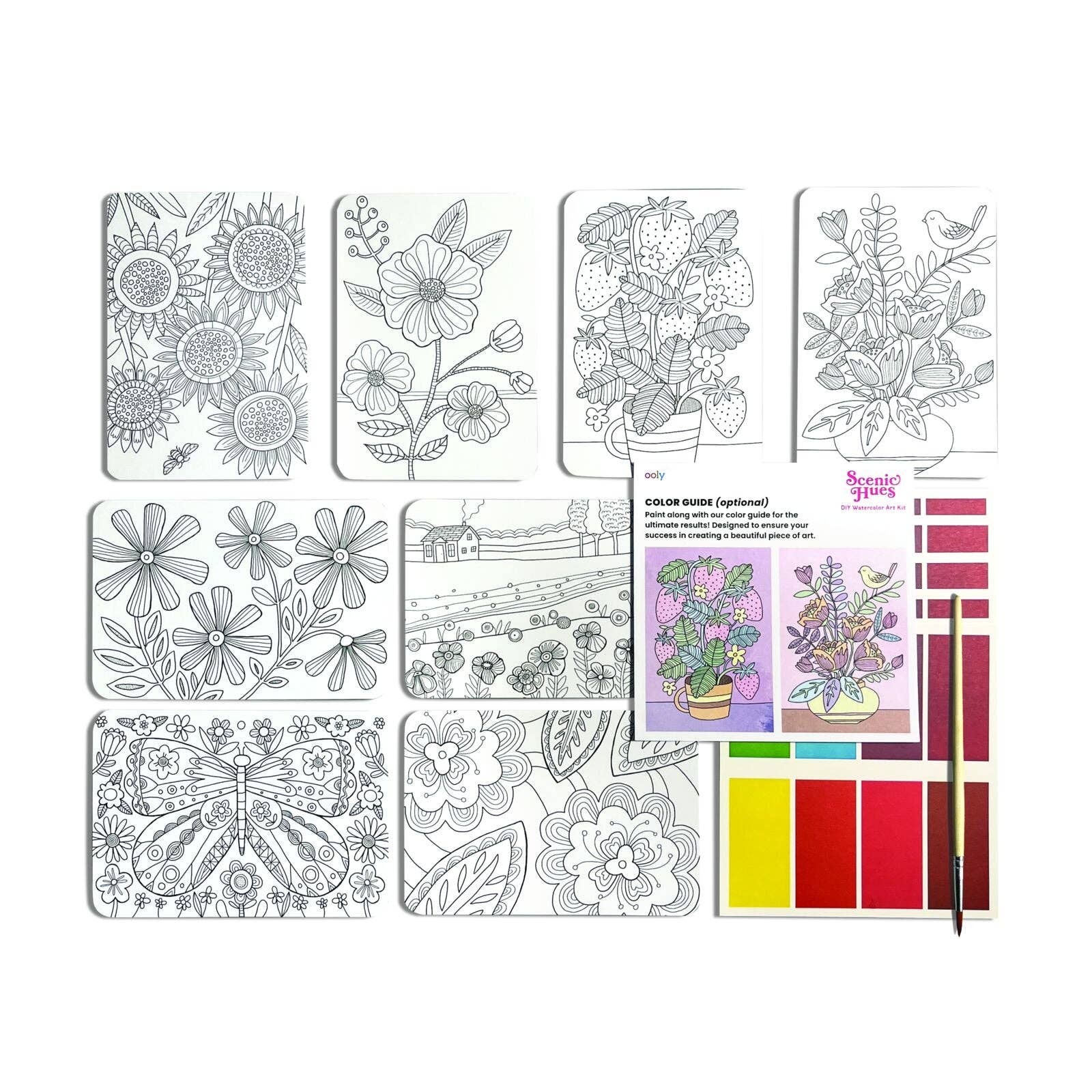 OOLY Garden Watercolor Postcard Kit for arts and crafts, featuring watercolor postcards with floral and garden-themed designs.