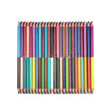 Rainbow 25 double-sided colored pencils by eeBoo arranged in a row, showcasing vibrant colors for arts and crafts projects.