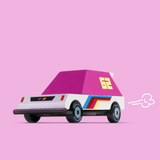 Pink Racer 62 TOONS™ toy car by Candylab Toys, featuring a sleek pink design and detailed car and truck features.