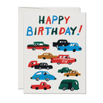 Colorful Cars Birthday Card from Red Cap Cards, featuring playful vehicle illustrations for celebrating birthdays.