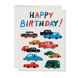 Colorful Cars Birthday Card from Red Cap Cards, featuring playful vehicle illustrations for celebrating birthdays.