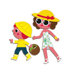 Janod Magneti'book Four Seasons pretend play toy with colorful seasonal scenes for imaginative kids' play.