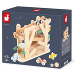 Wooden Ants Racer Ramp by Janod, colorful cars and trucks toy for kids, featuring a wooden ramp with playful ant-themed design.