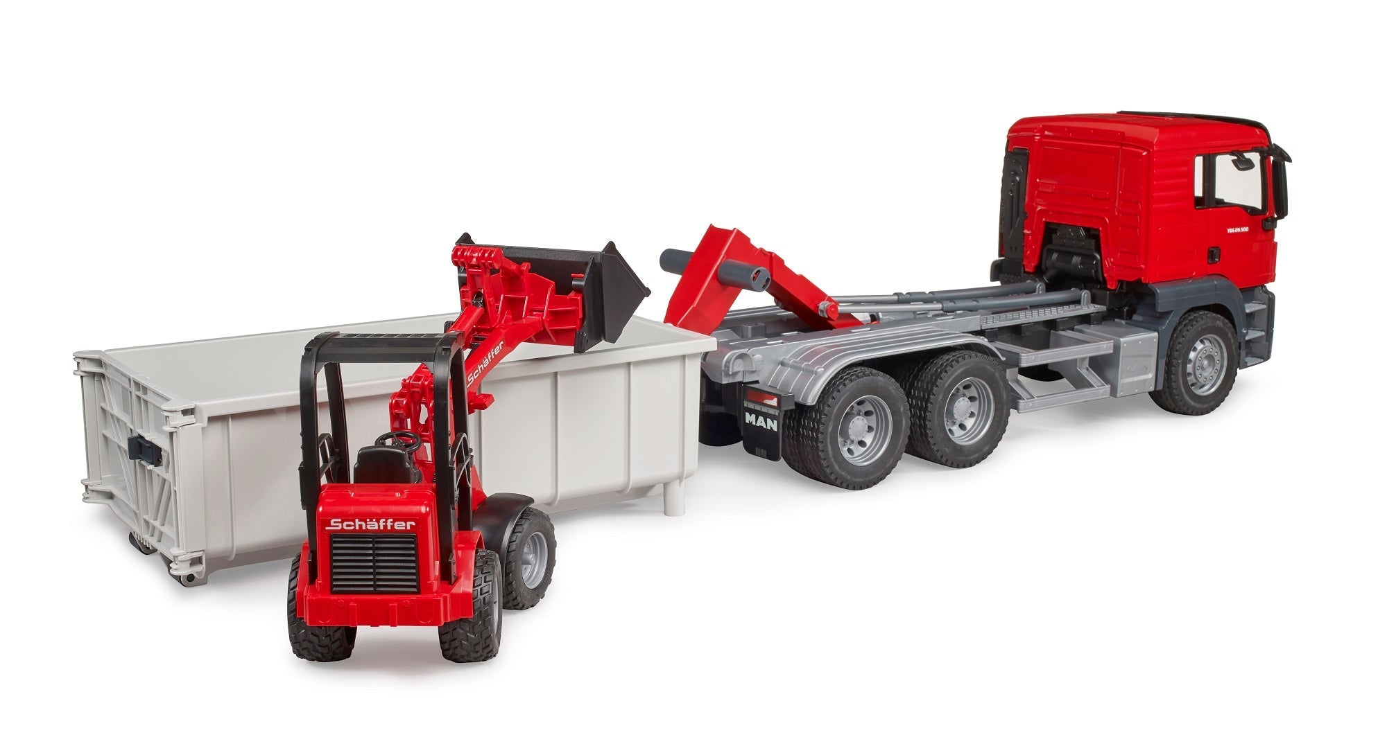 Bruder Man TGS container truck set with realistic truck and container, detailed diecast vehicles for kids and collectors.