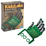 KidzLabs Robotic Hand Kit for kids, part of the STEAM educational toy series by The Toy Network, showing assembled robotic hand model.