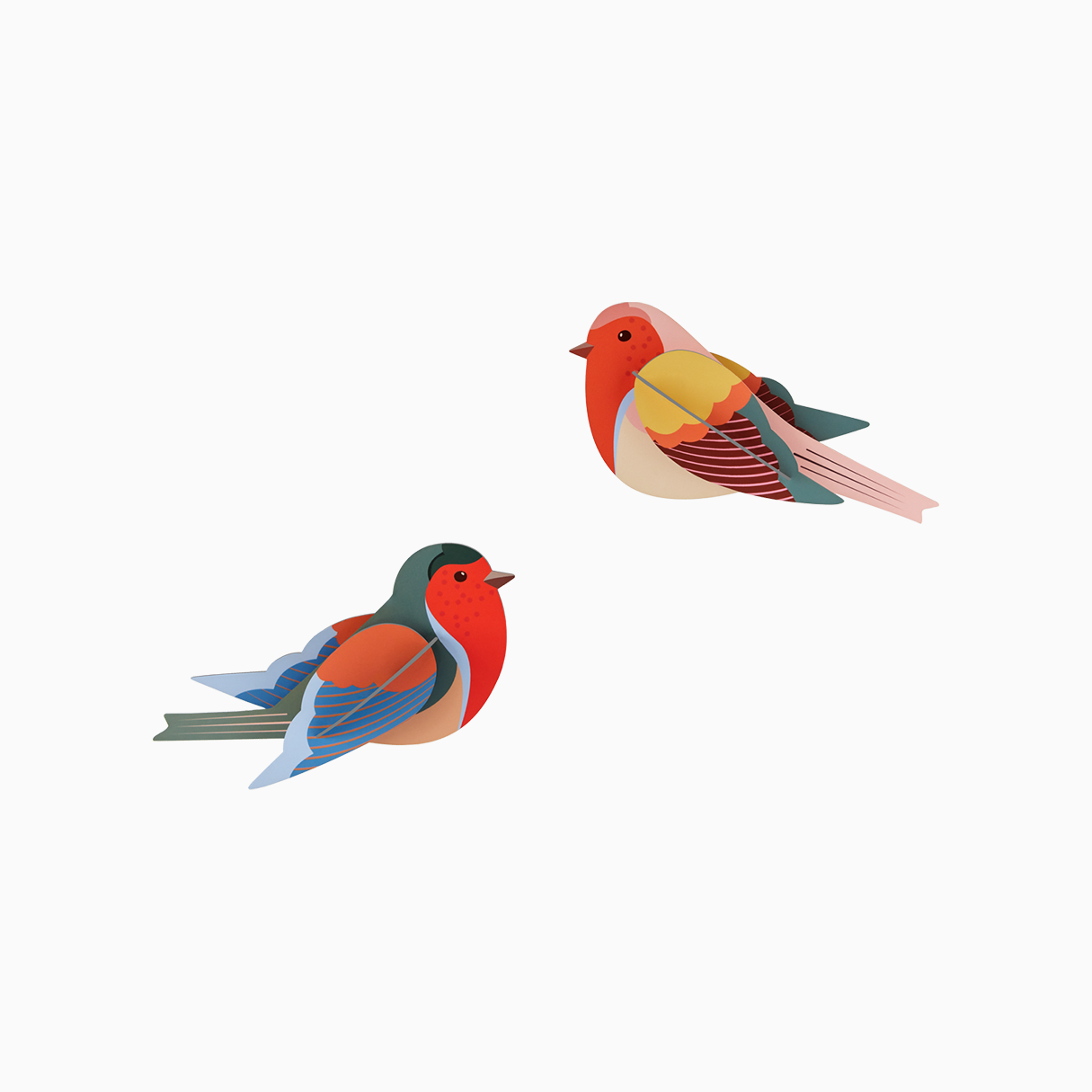 Studio Roof Garden Birds 3D Wall Art Kit for arts and crafts, featuring colorful bird designs ready for wall decoration.