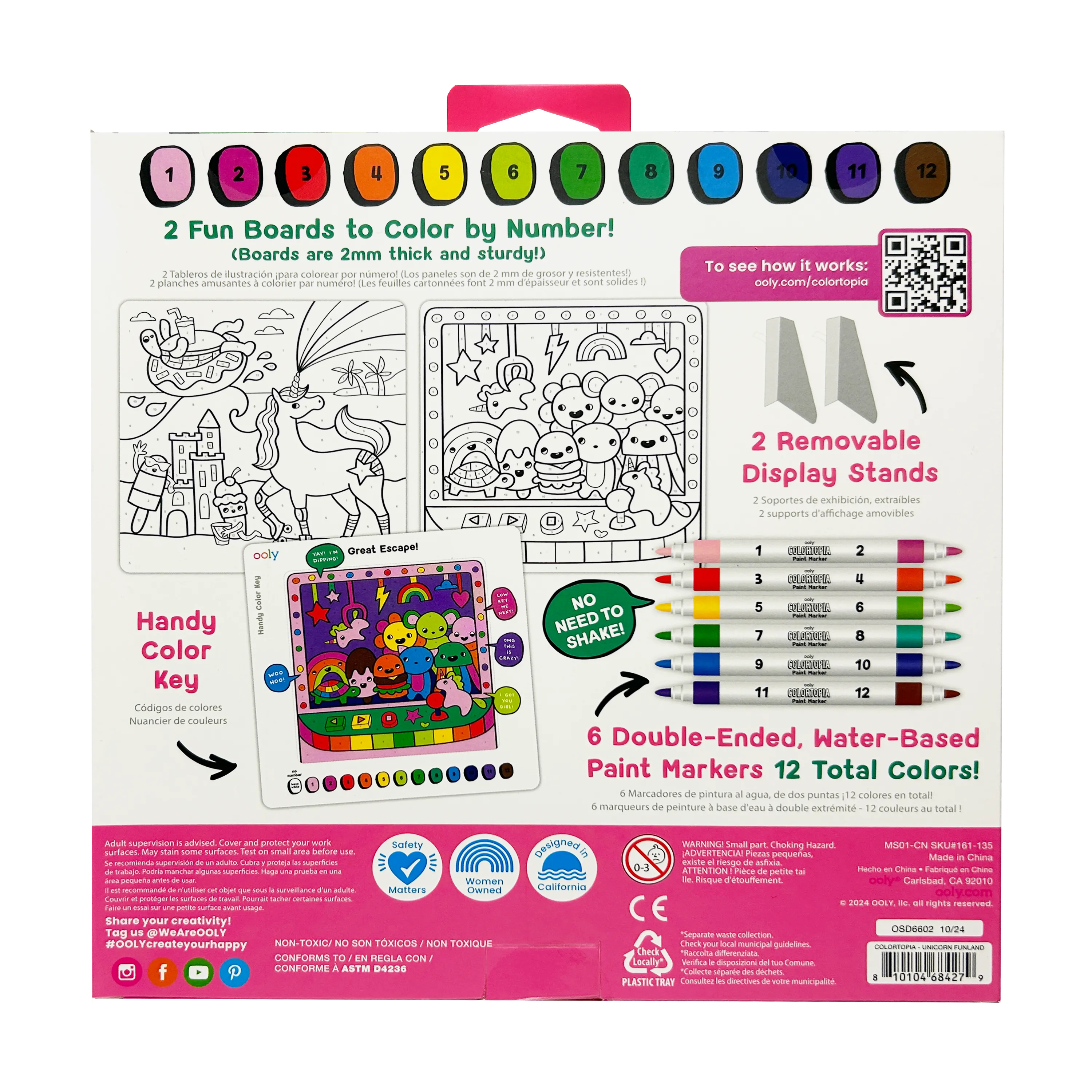 Ooly Color By Numbers Paint Marker Kit: Unicorn Funland - Toy Polloi