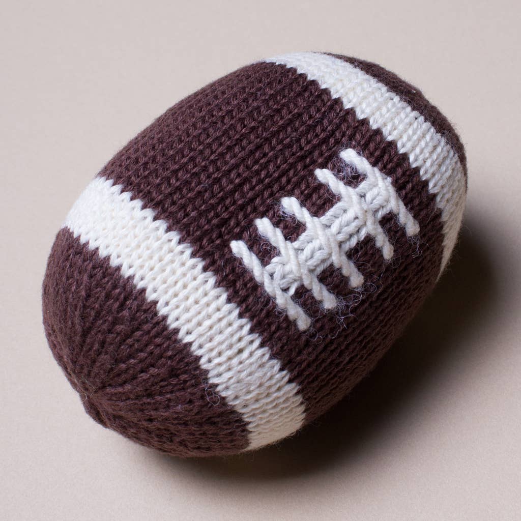 Organic Baby Toy - Football Rattle (Handmade): 4.5"h X 2.5"w - Toy Polloi