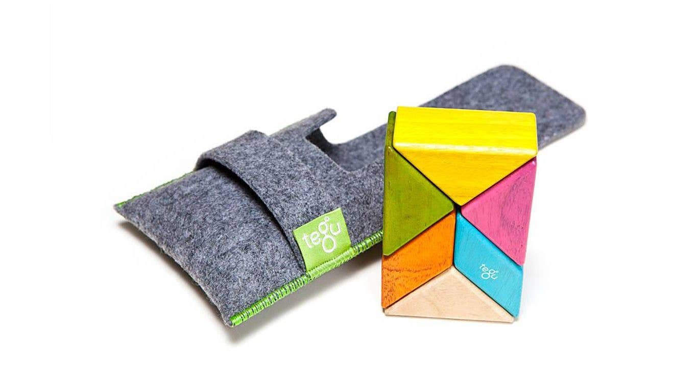 Pocket Pouch Prism - Magnetic Wooden Block Set: Tints - Toy Polloi